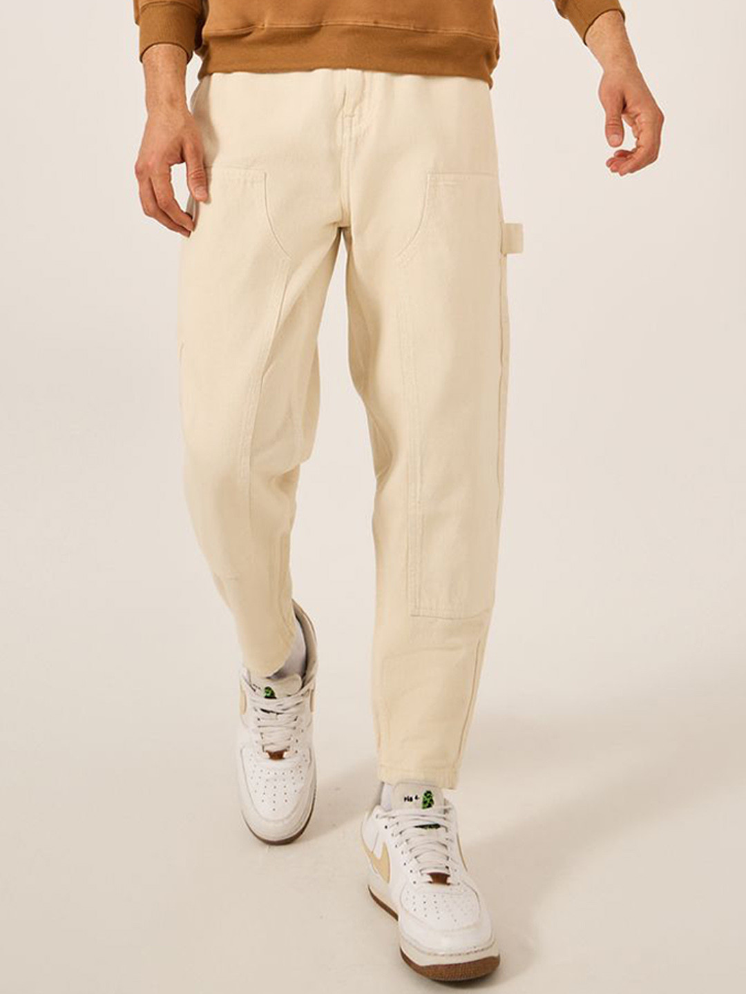 Styli Overdyed Balloon Fit Jeans With Patch Detailing