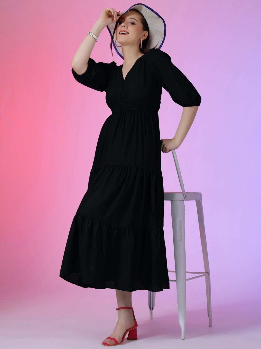 Raiyani Fashion Flared Midi Fit and Flare Dress