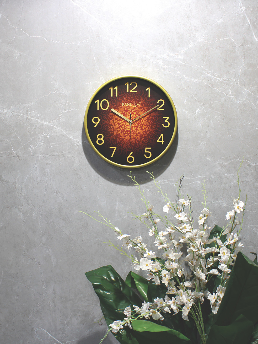 RANDOM Yellow & Red Printed Sweep Silent Stylish Round Contemporary Wall Clock