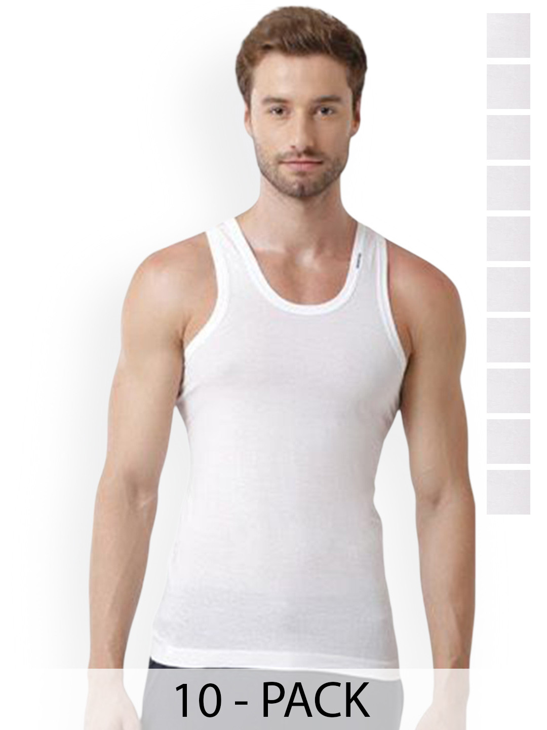 Rupa Men Pack Of 10 Pure Cotton Sleeveless Undershirt Innerwear Vests
