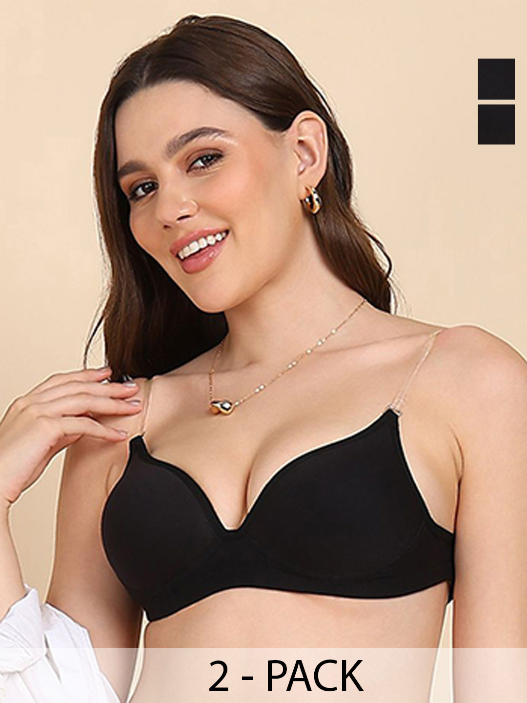 DressBerry  Pack of 2 Transparent Back Heavy Padded Bra