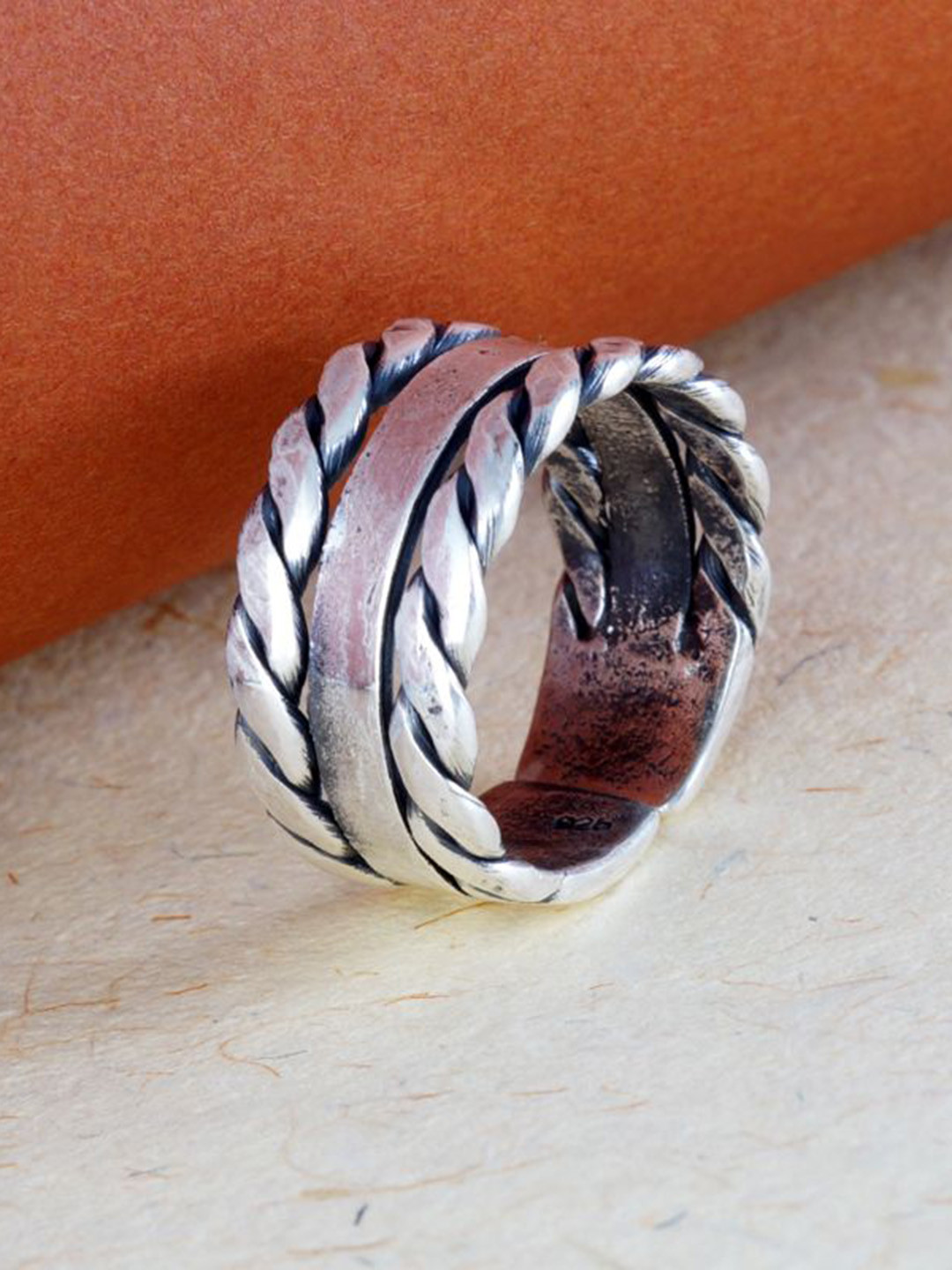 Tuanz Silver Jewelry 925 Sterling Silver Rhodium-Plated Adjustable Finger Ring