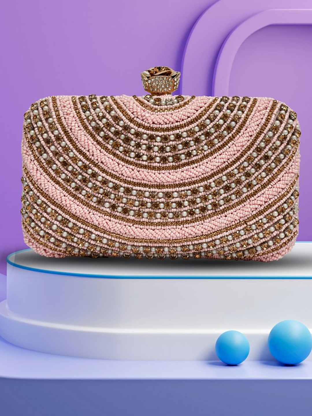 FOR THE BEAUTIFUL YOU Embroidered Box Clutch With Shoulder Strap