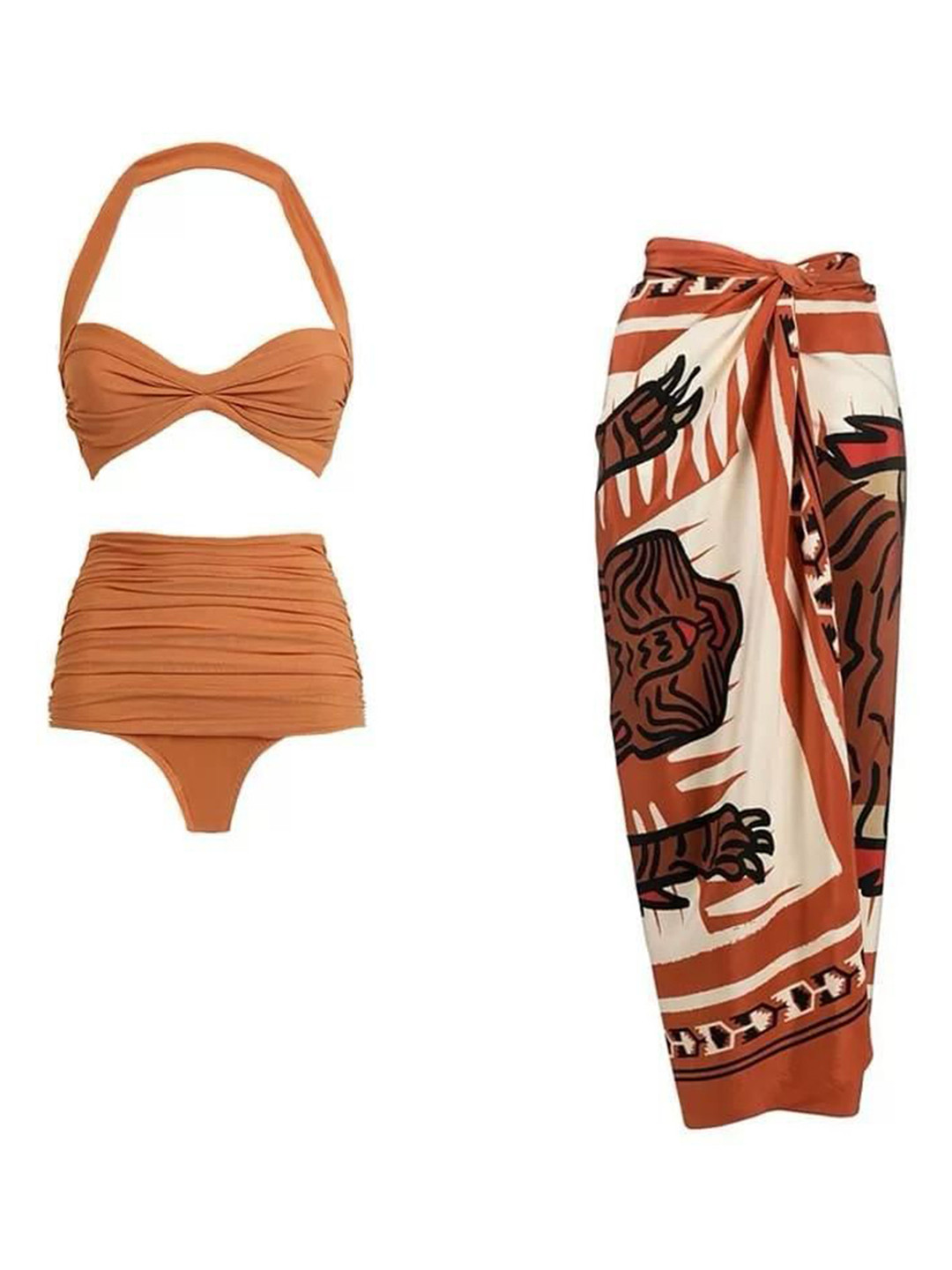 Miss Mosa By Akanksha  Milo Swimsuit With Sarong Skirt