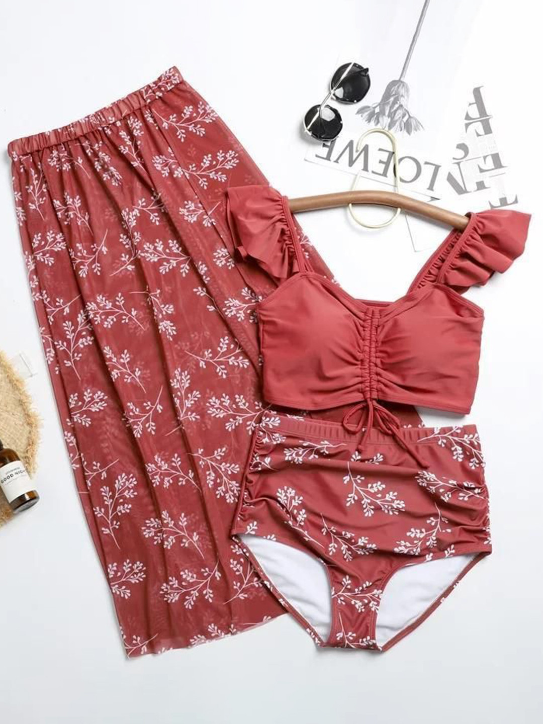 Miss Mosa By Akanksha  Mykonos 3 Pieces Floral Printed Swimsuit