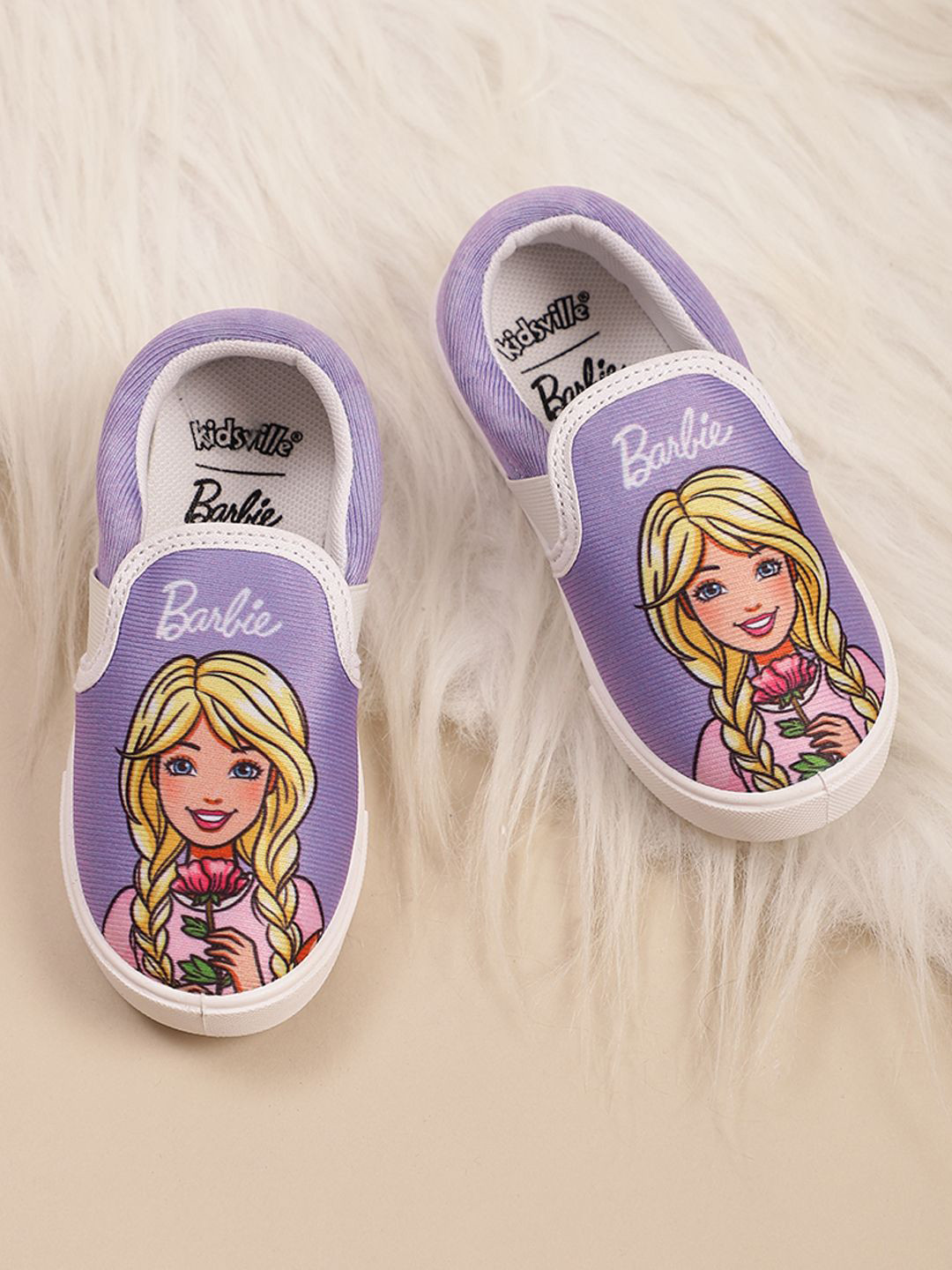 Kids Ville Girls Barbie Printed Slip-On Sneakers
