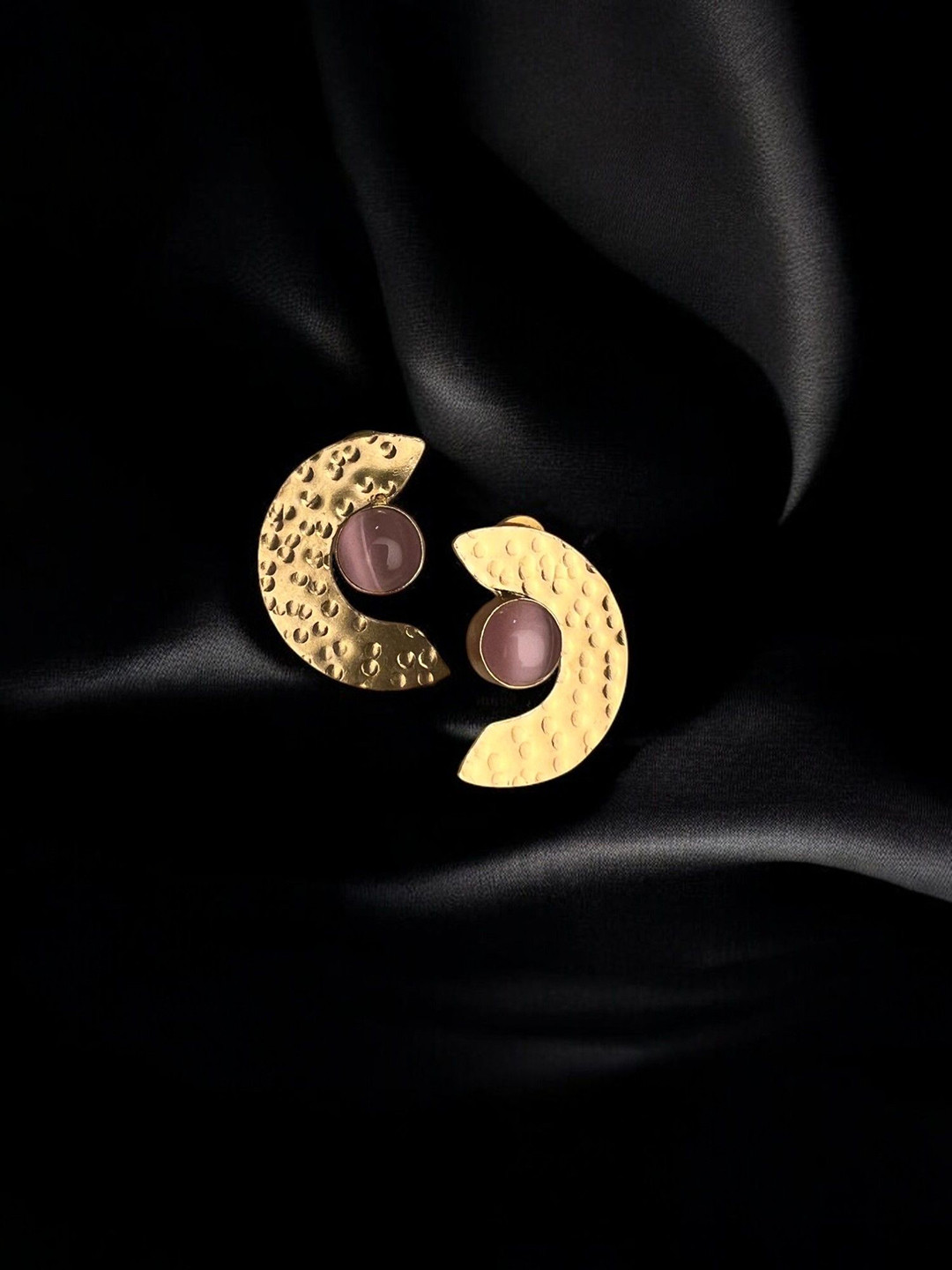 VOGUE BY RITU Cubic Zirconia Stone Studded Contemporary Pave Huggie Studs