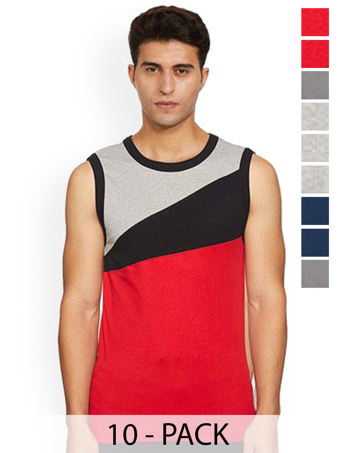 Rupa Hunk Pack Of 10 Assorted Pure Cotton Gym Vests
