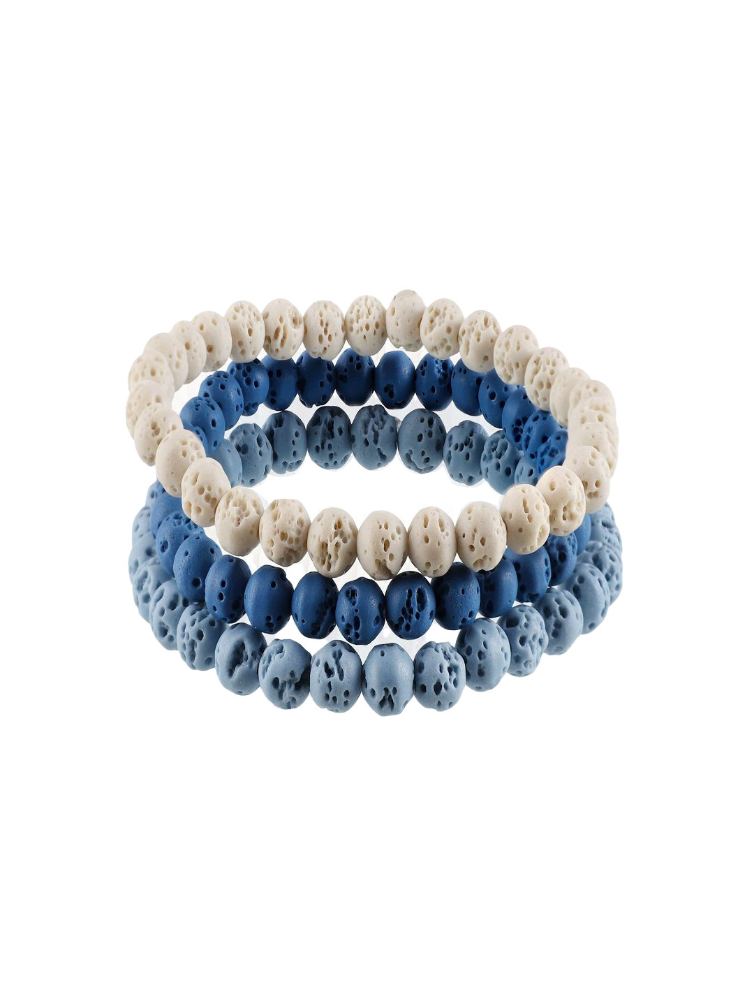 Nirvana Lava Set of 3 Gemstone Beaded Elasticated Bracelet