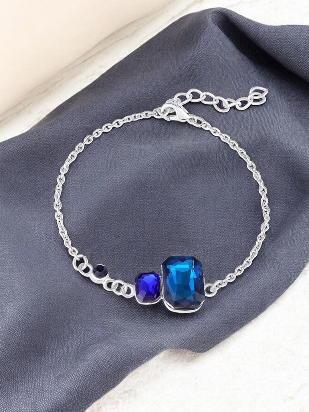 Mahi Blue Stone Studded Adjustable Bracelet