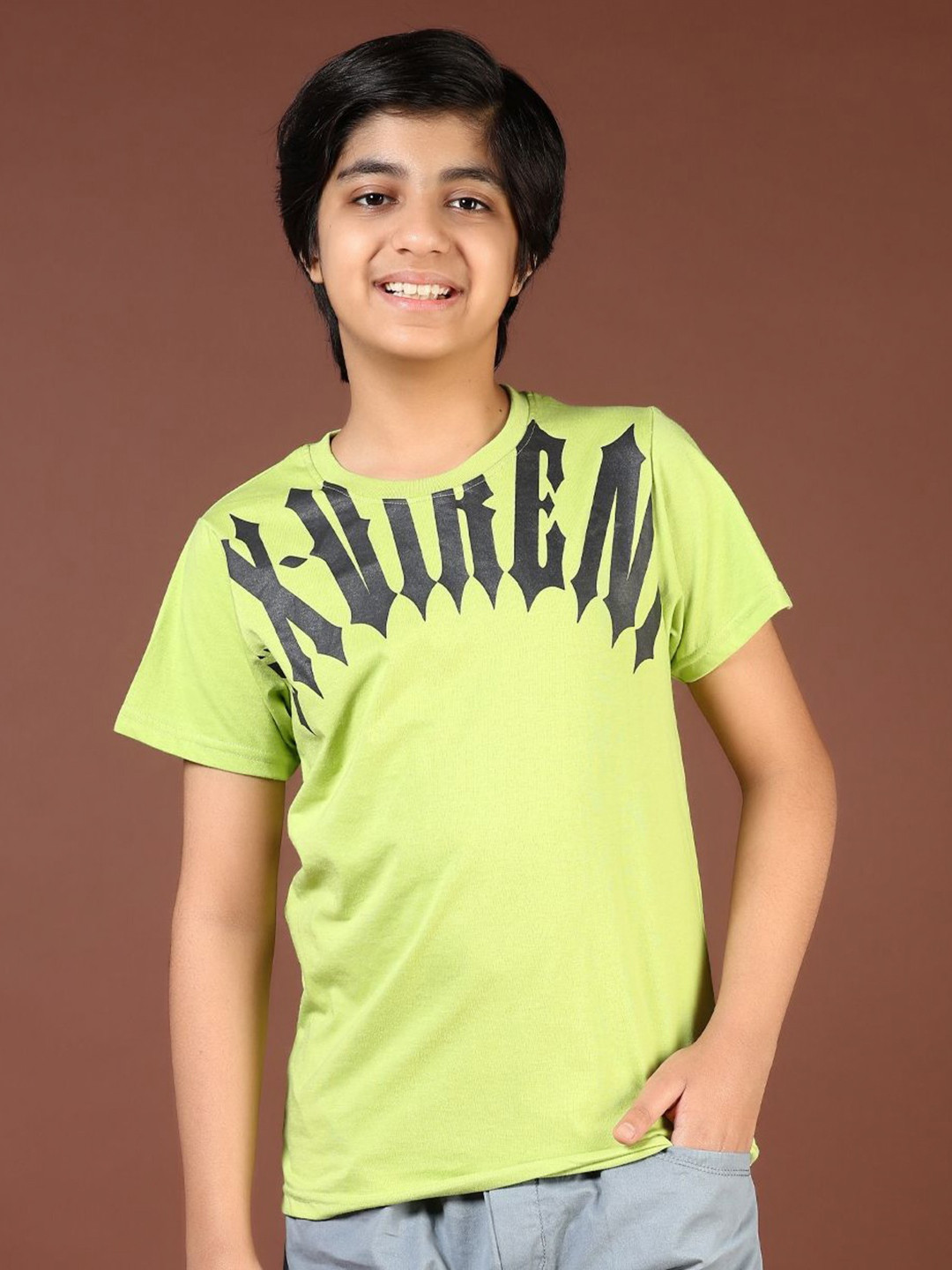 V-Mart Boys Typography Printed Extended Sleeves Pockets T-shirt