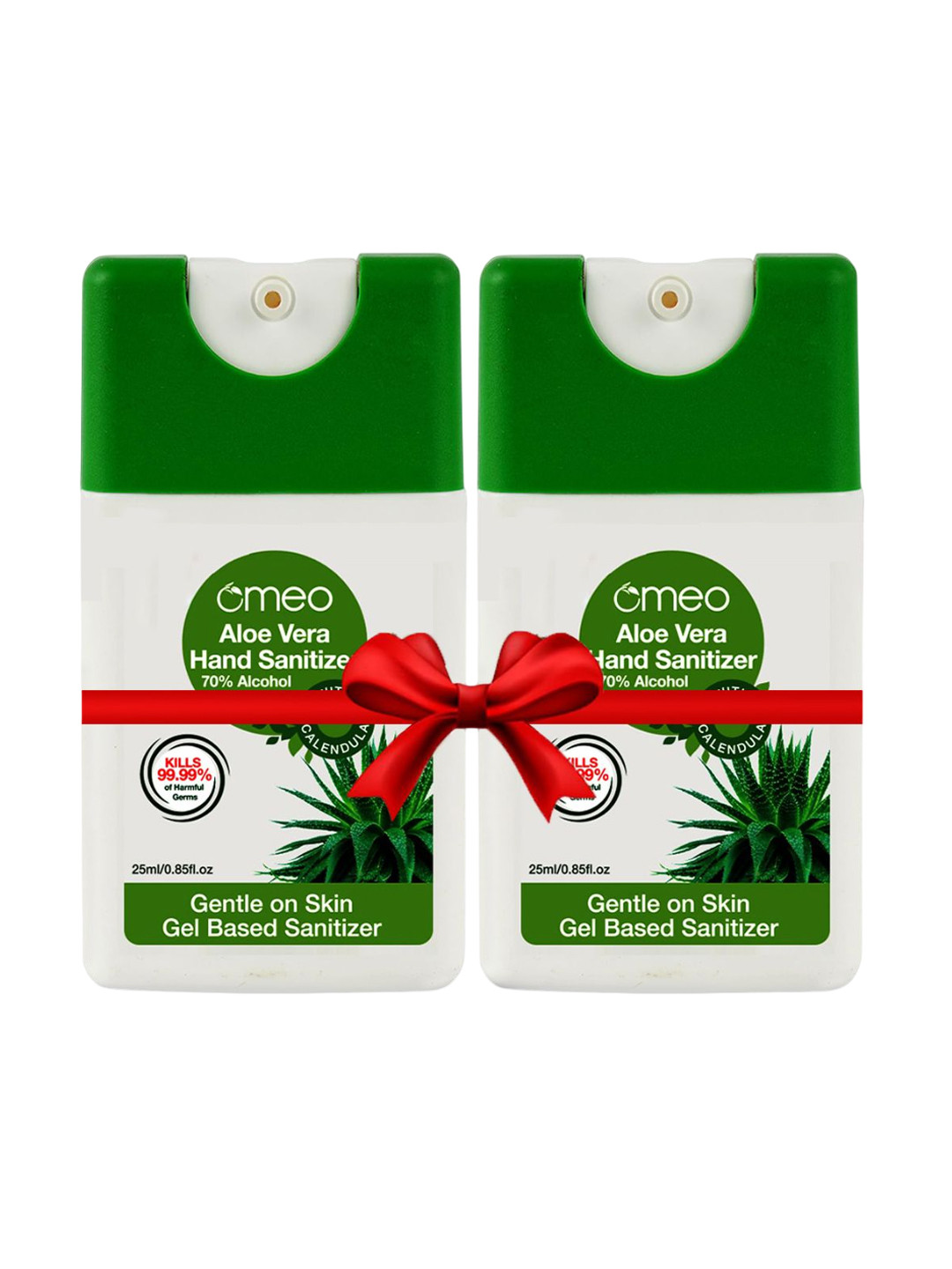Omeo Set Of 2 Aloe Vera Pocket Hand Sanitizer Gel With Calendula - 25 ml Each