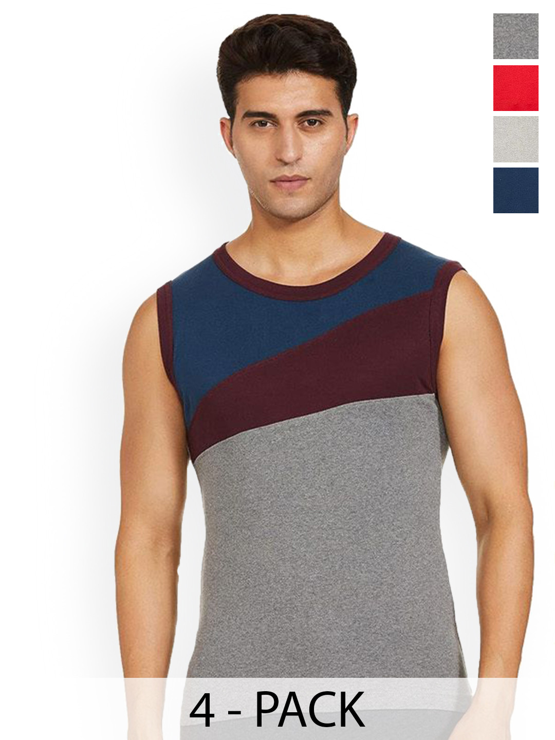 Rupa Hunk Pack Of 4 Assorted Pure CottonGym Vest