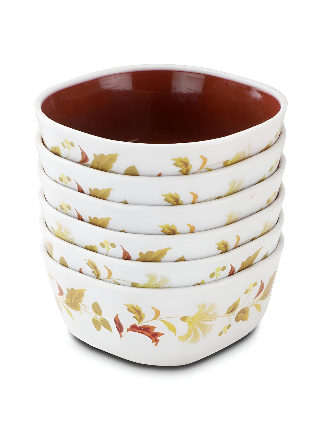 Nayasa Microfresh Brown Floral Plastic Microwave Safe 6 Piece Dinner Set