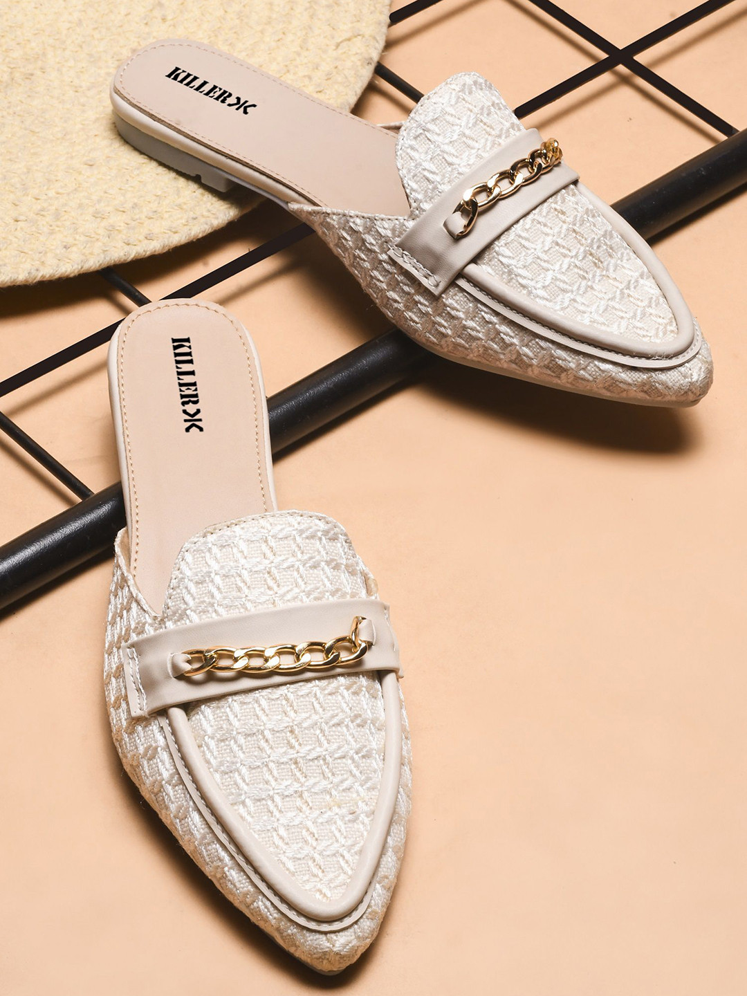 Killer Women Pointed Toe Ethnic Mules with Buckle Flats