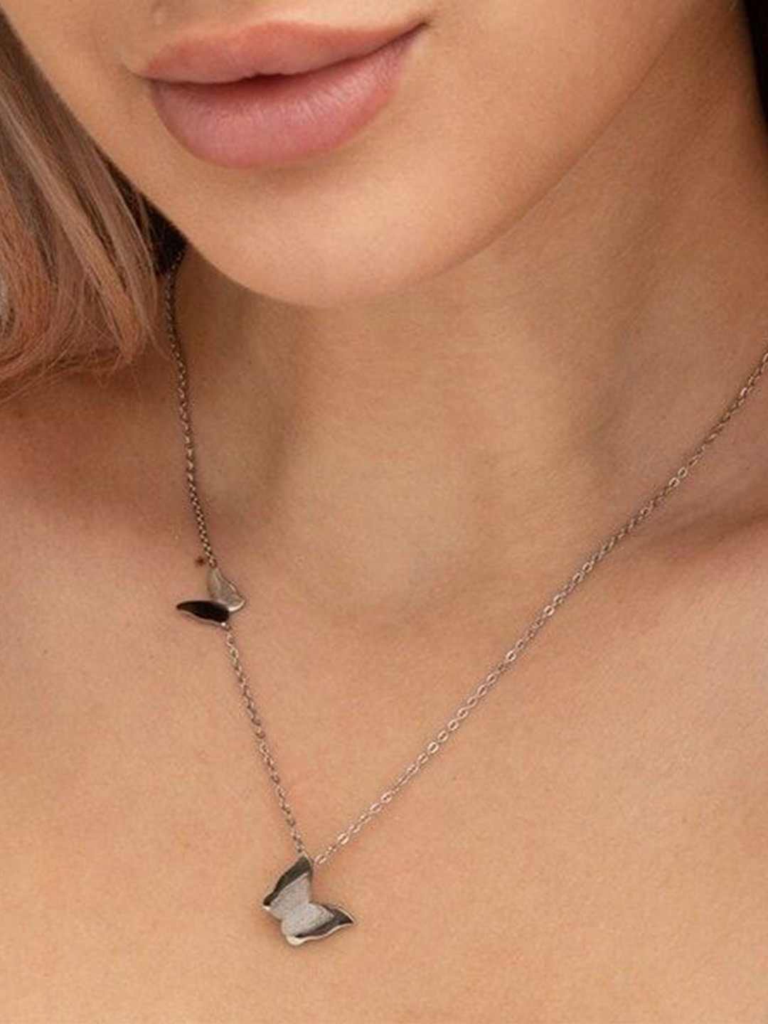 PASU FASHION Silver-Plated Minimal Necklace