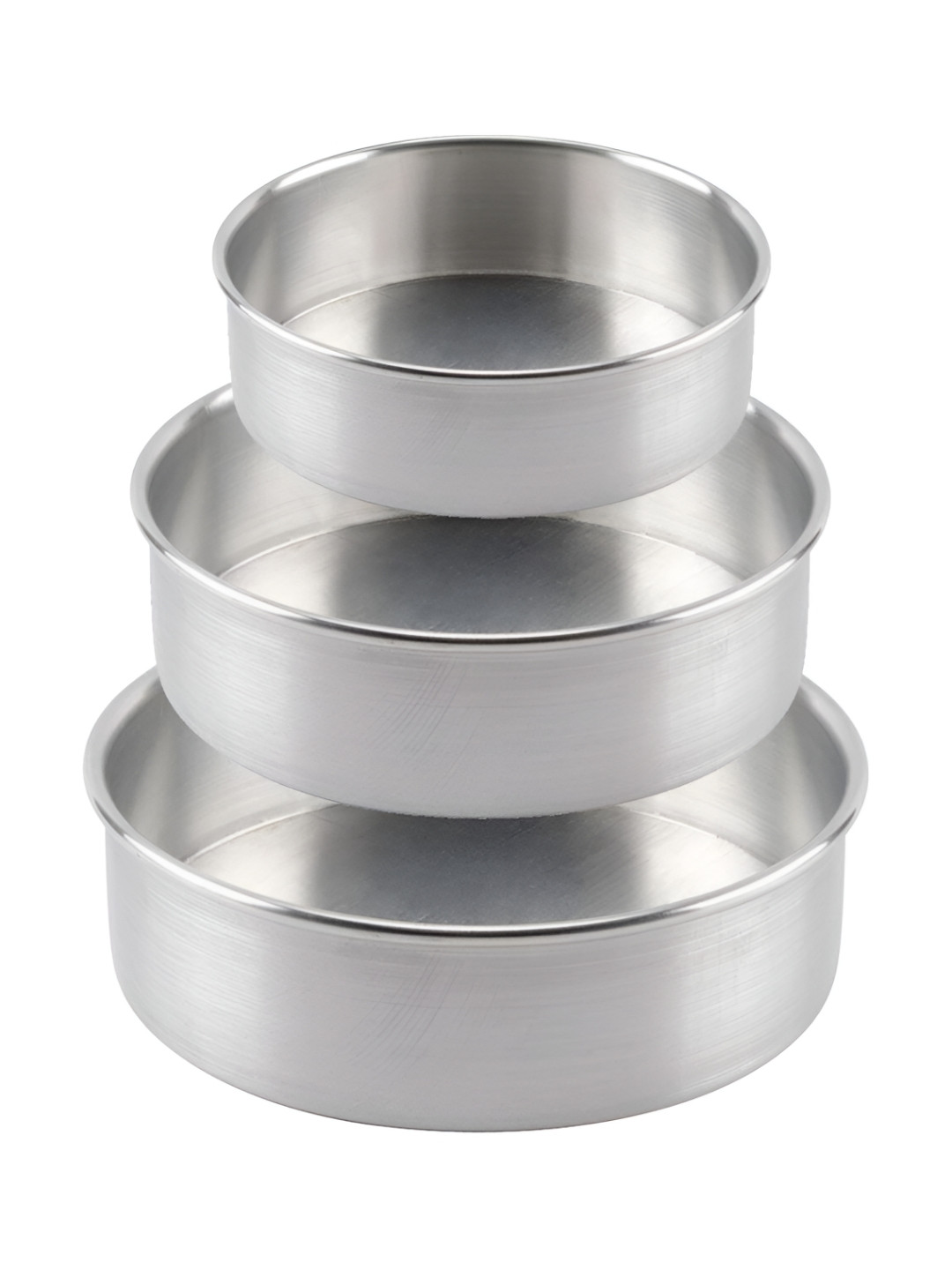 KIING 3 Pieces Grey Round Aluminium Cake Baking Moulds