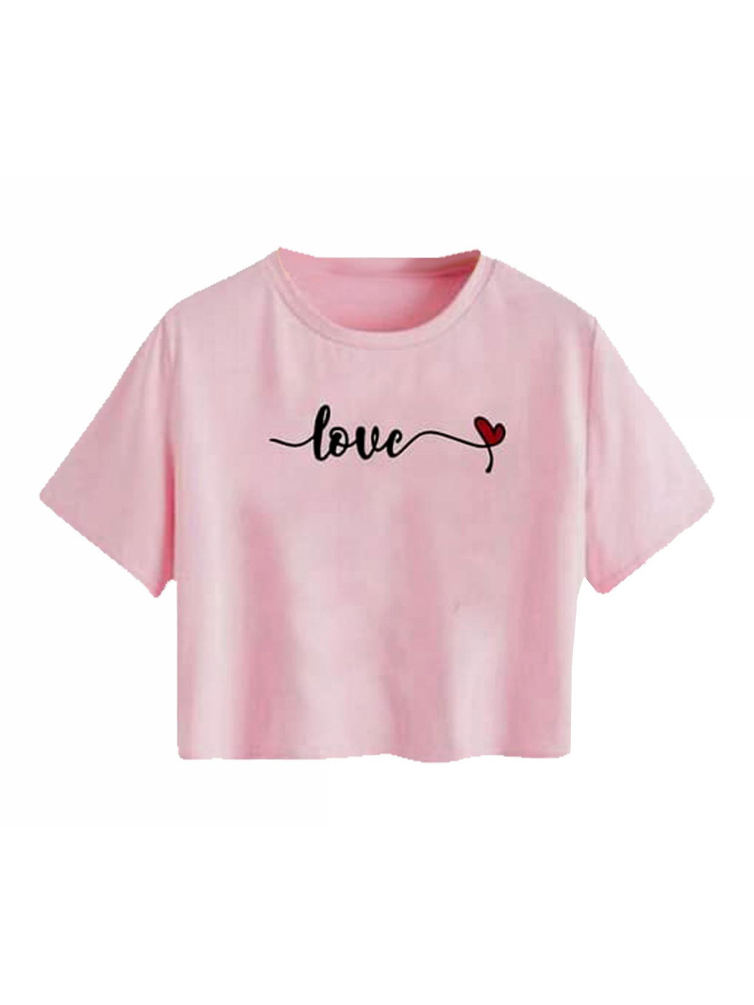 Lovo Girls Typography Printed Round Neck Crop Regular Top
