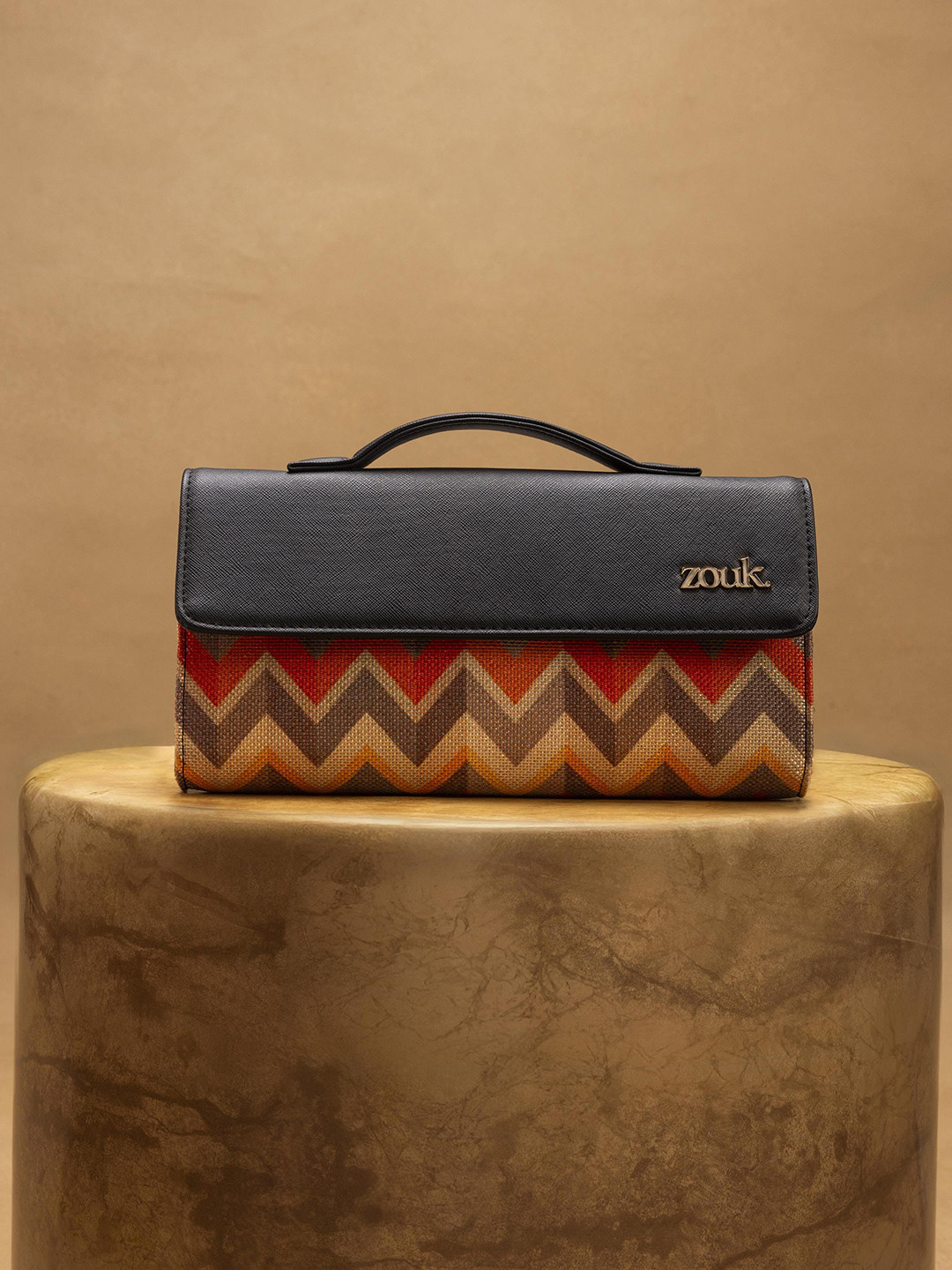 ZOUK Rhea Kapoor Tidal Wave Textured Water Resistant Jute Envelope Clutch