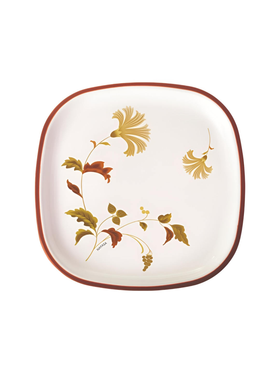 Nayasa Maroon Floral Plastic Microwave Safe 6 Piece Dinner Set