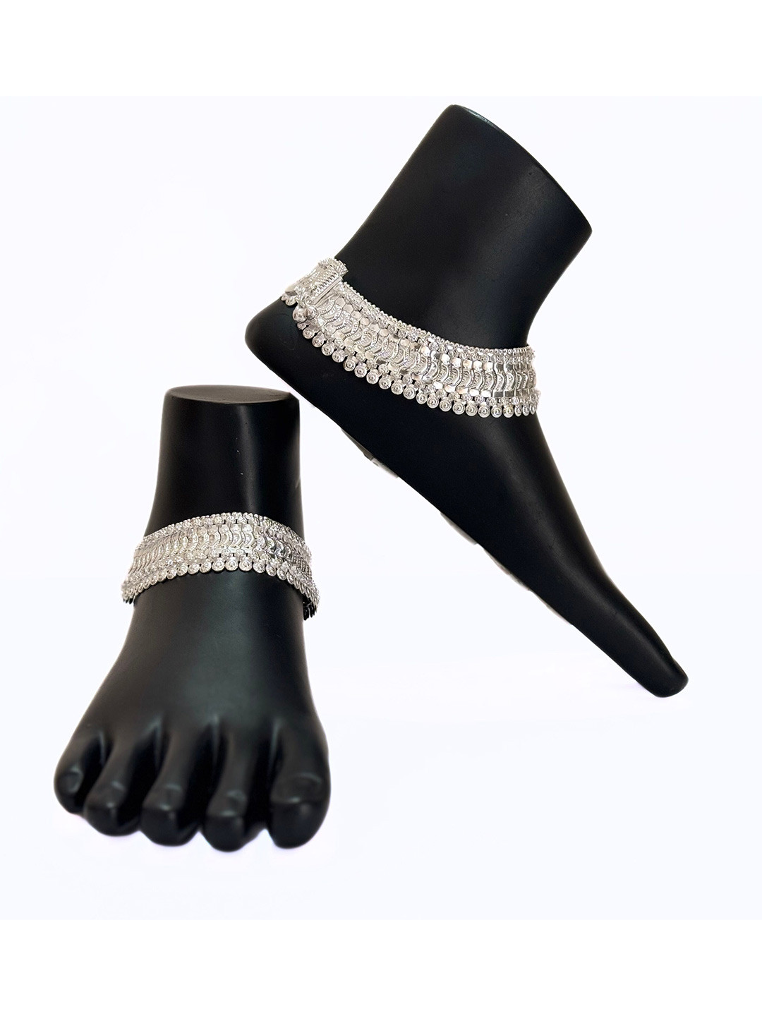 JollyStar Exquisite Set Of 2 Silver-Plated Anklet