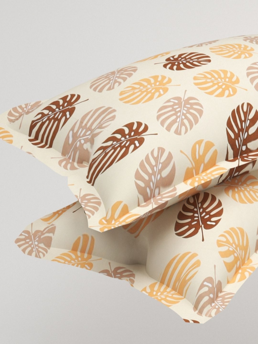 bsb home Brown And Beige 2 Pieces Self Design Pure Cotton Rectangle Pillow Covers