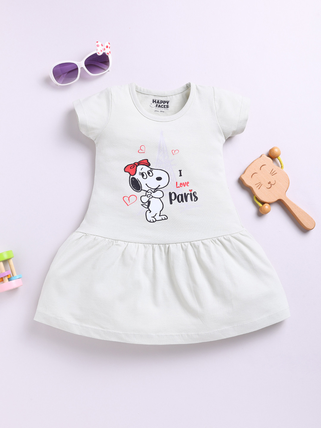 Happy Faces Kids Girls Snoopy Printed Pure Cotton A-Line Dress