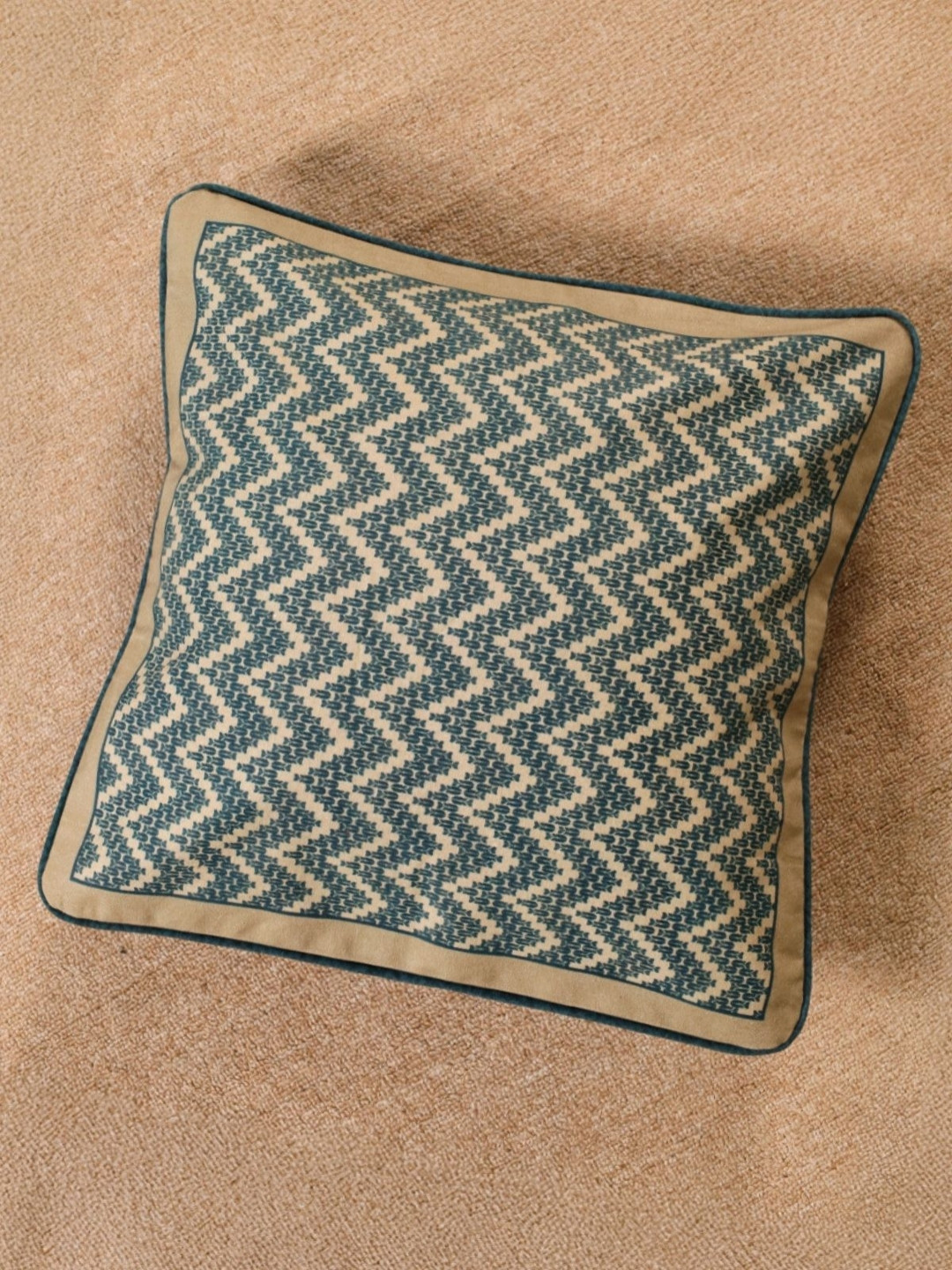 Peepul Tree Chevron Cotton 2 Pcs Square Cushion Covers - 16 x 16 In