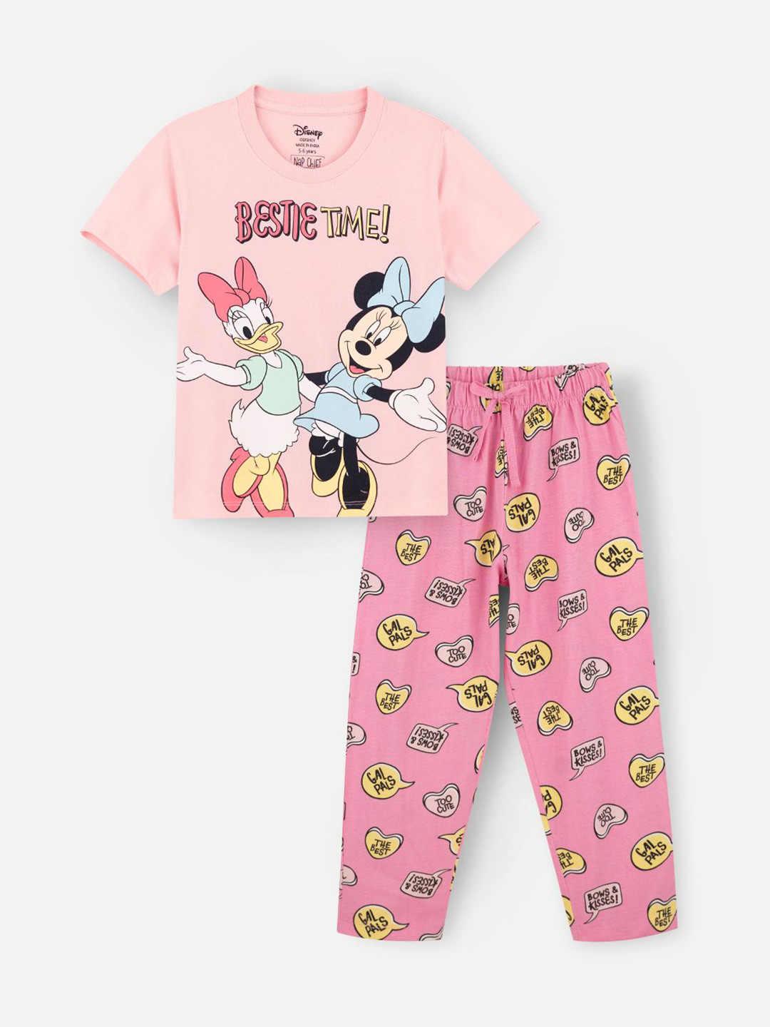 Nap Chief Infant Girls Minnie Mouse &Daisy Duck Printed Relaxed Fit Pure Cotton Night Suit