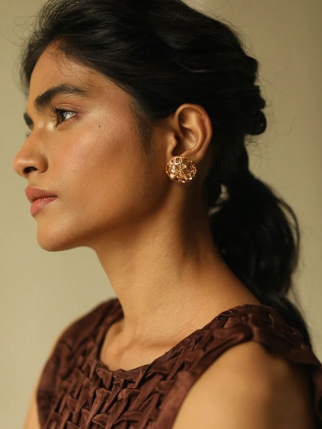 ESME Fika Gold-Plated Swarovski Crystal Studded Circular Studs