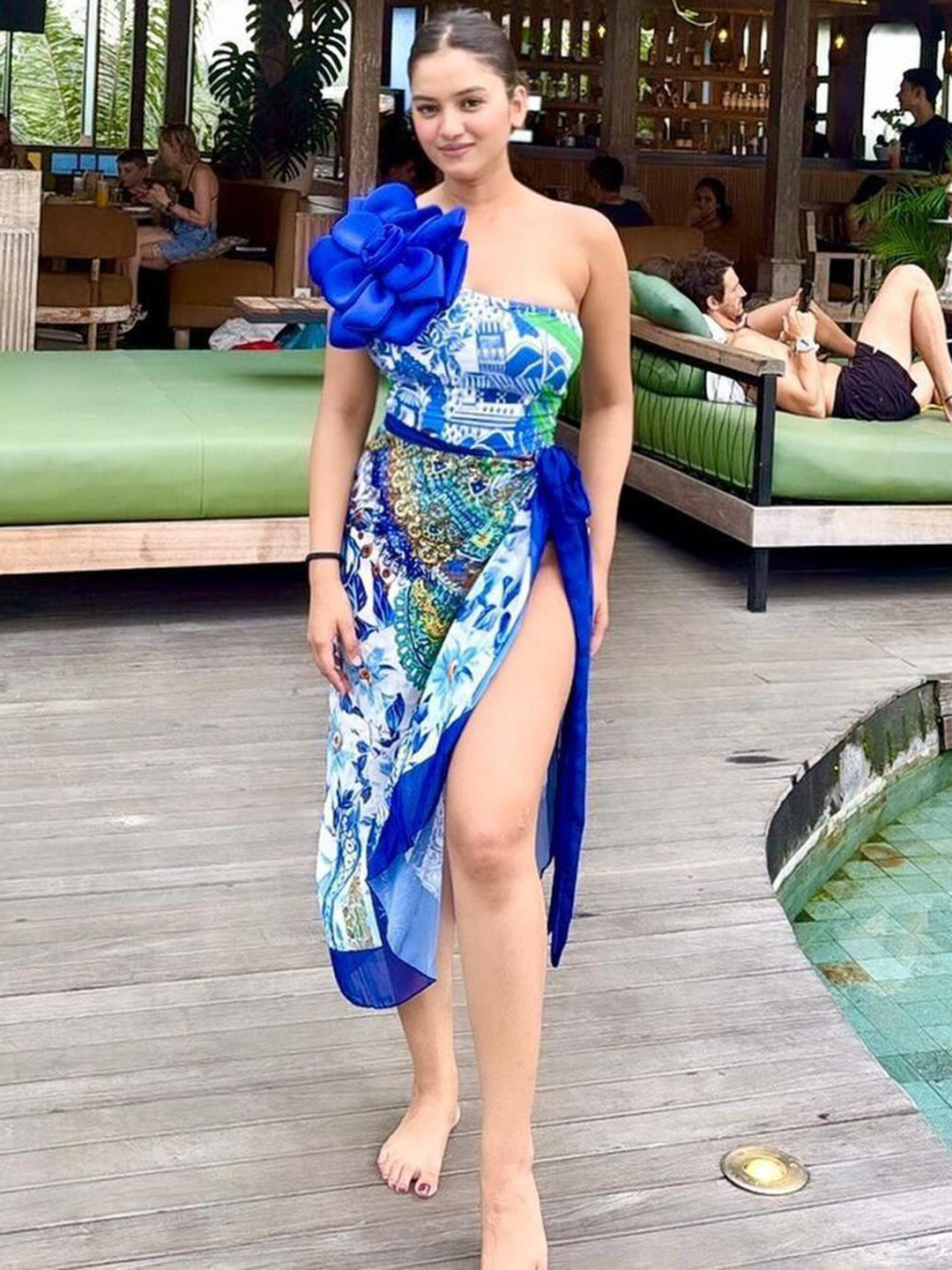 Miss Mosa By Akanksha  Printed Madonna Swimsuit With Sarong Skirt