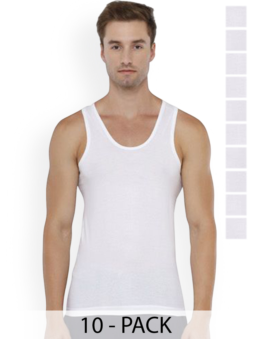 Rupa Jon Men Pack Of 10 Scoop Neck Undershirt Vests