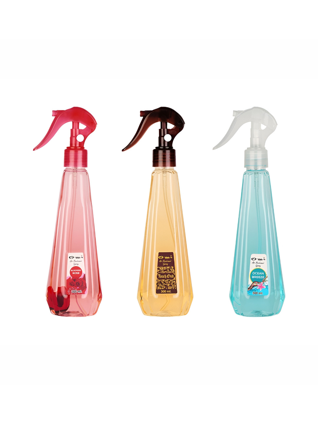 Ossa Set Of 3 Blooming Rose Touch Oud & Ocean Breeze Air Fresheners