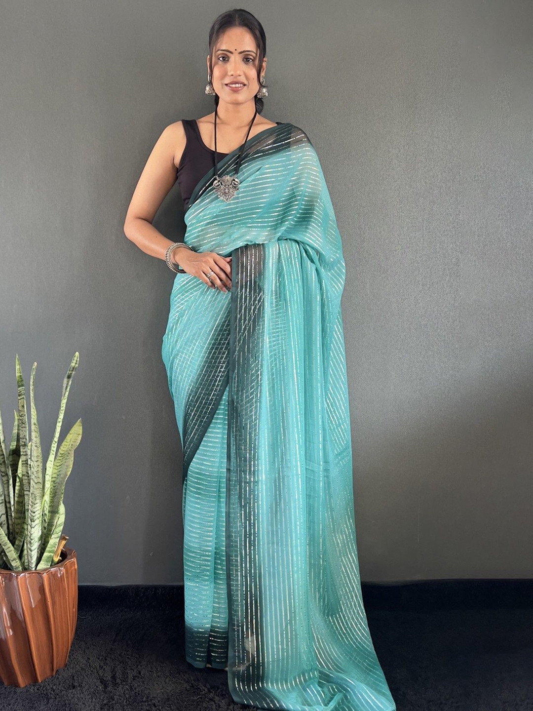 LeeliPeeri Designer Sequence Work Ready to Wear Saree