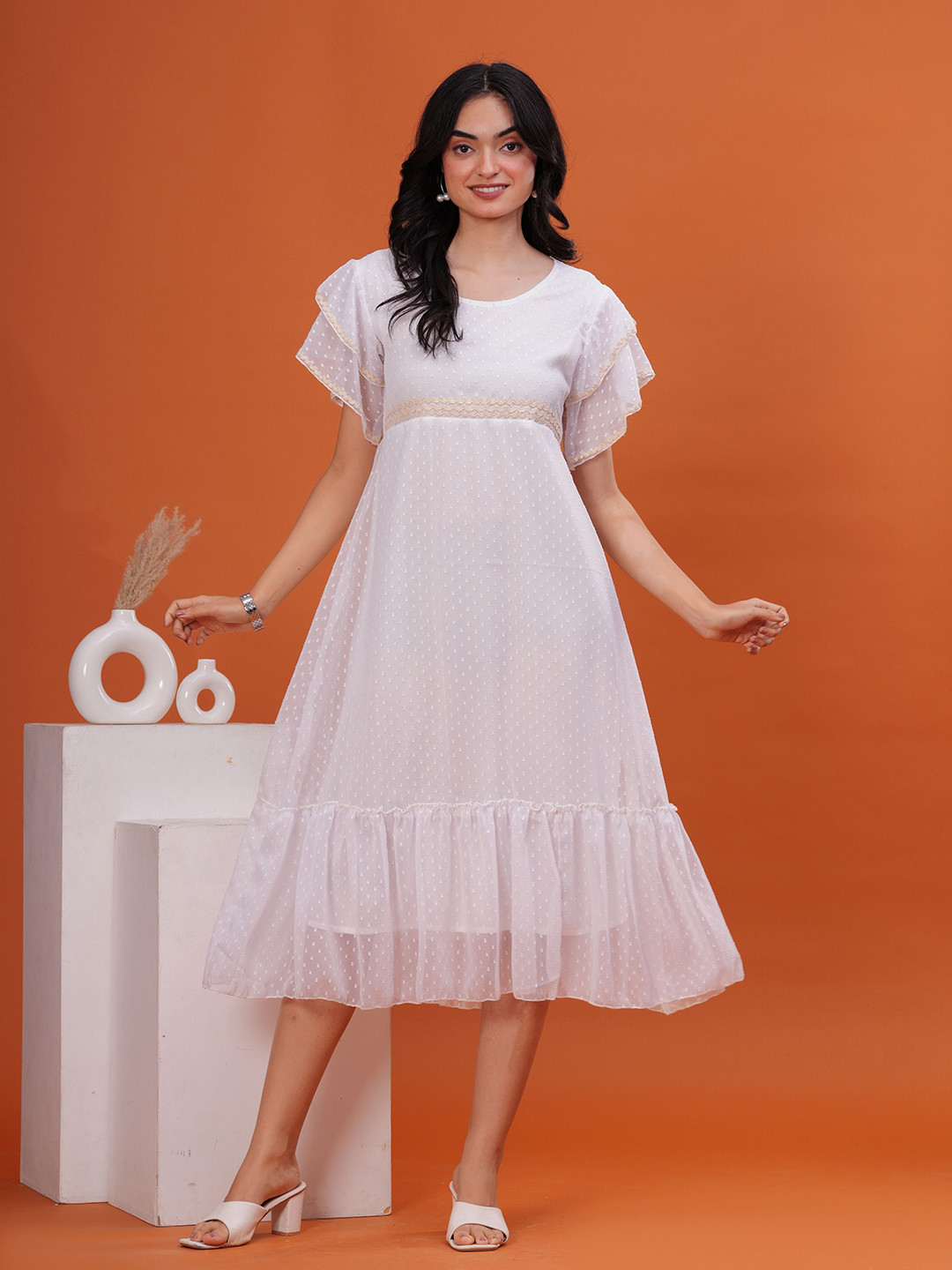 OH MI DIOS Women Georgette Fit and Flare Dress
