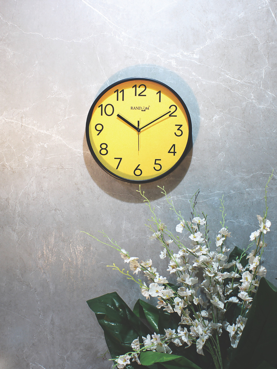 RANDOM Black & Yellow Round Contemporary Wall Clock