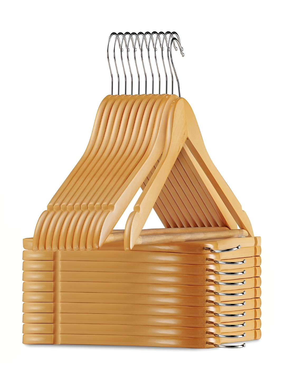 ASH AND ROH Beige 20 Pieces Wooden Clothes Hangers