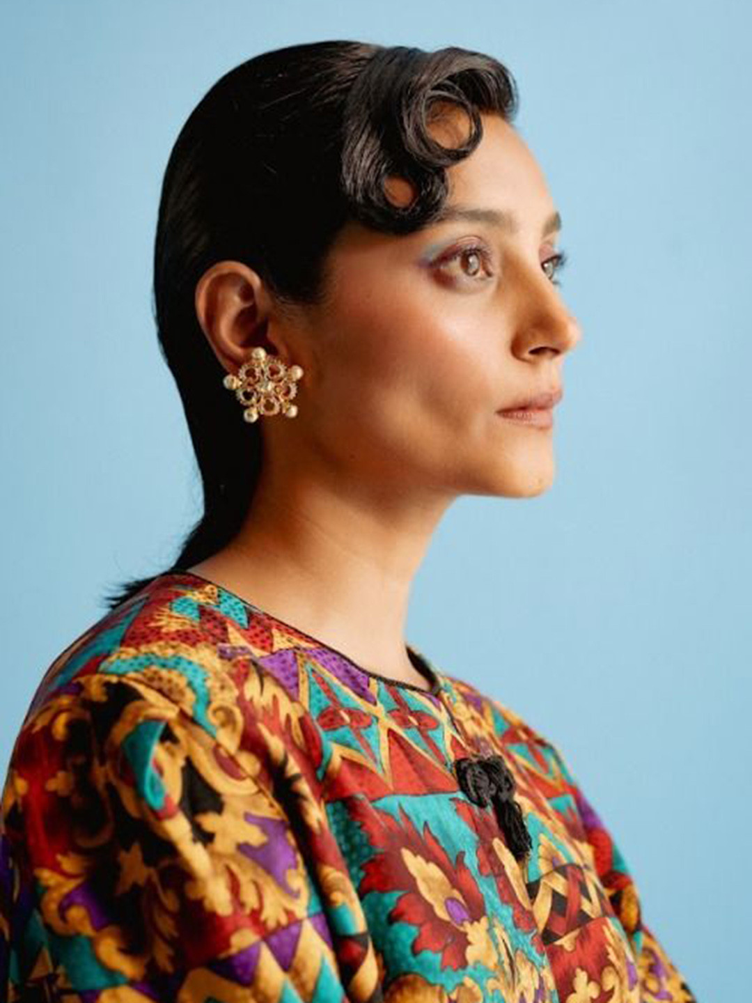 ESME Honey Suckle In Dusk Gold-Plated Swarovski Crystal Studded Floral Studs