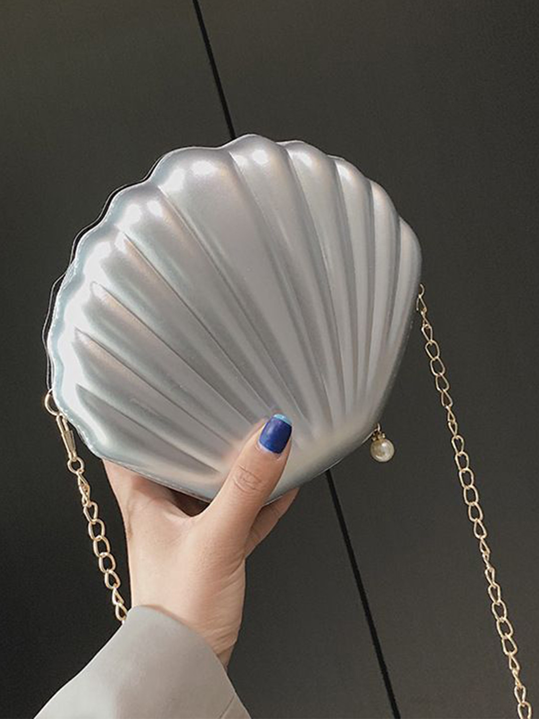 CORSICA Textured Half Moon Clutch With Shoulder Strap