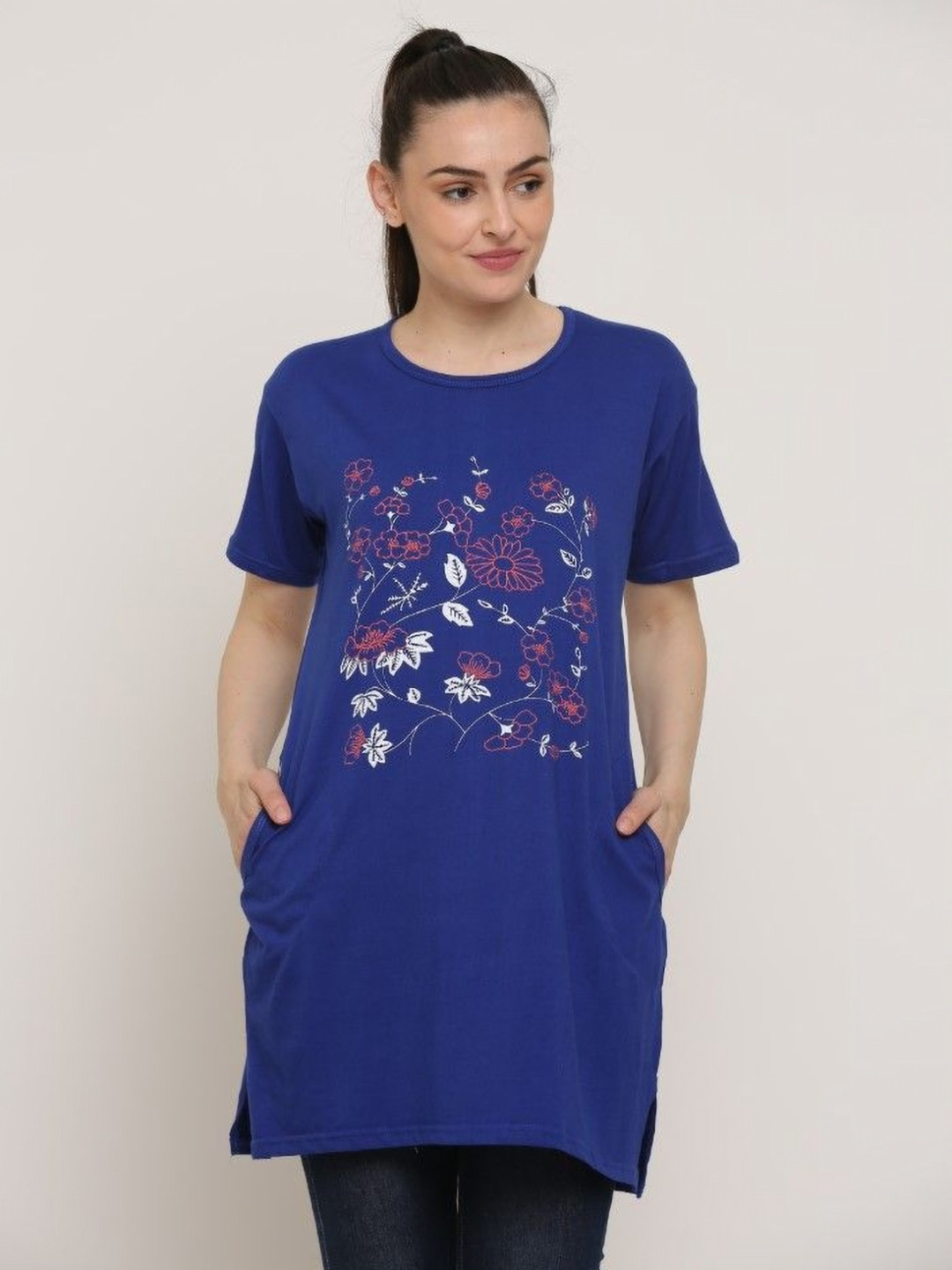 DDASPRATION Women Printed Raw Edge T-shirt
