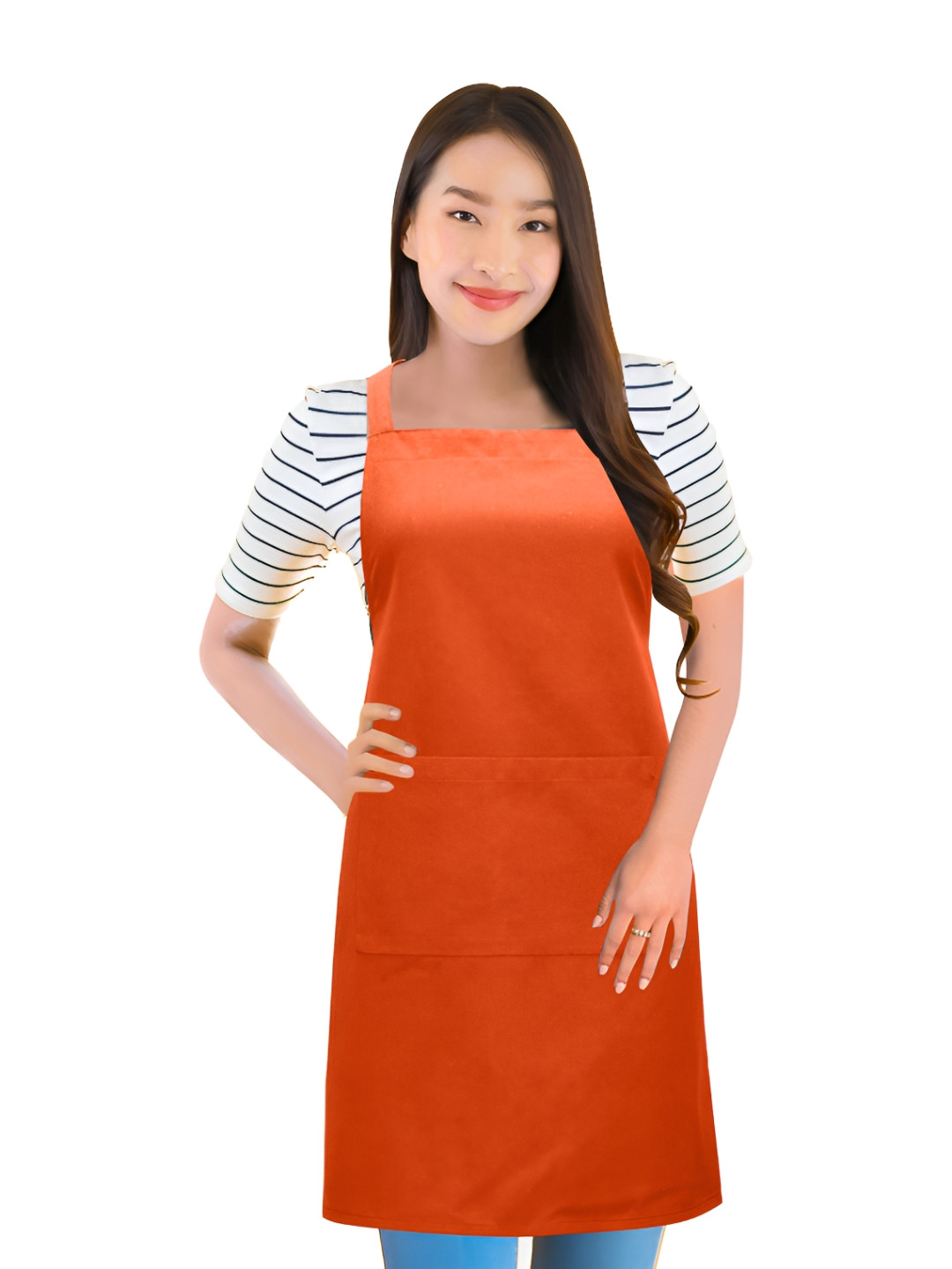 HOME COLORS.IN Orange Cotton Breathable Water & Oil Resistant Kitchen Apron