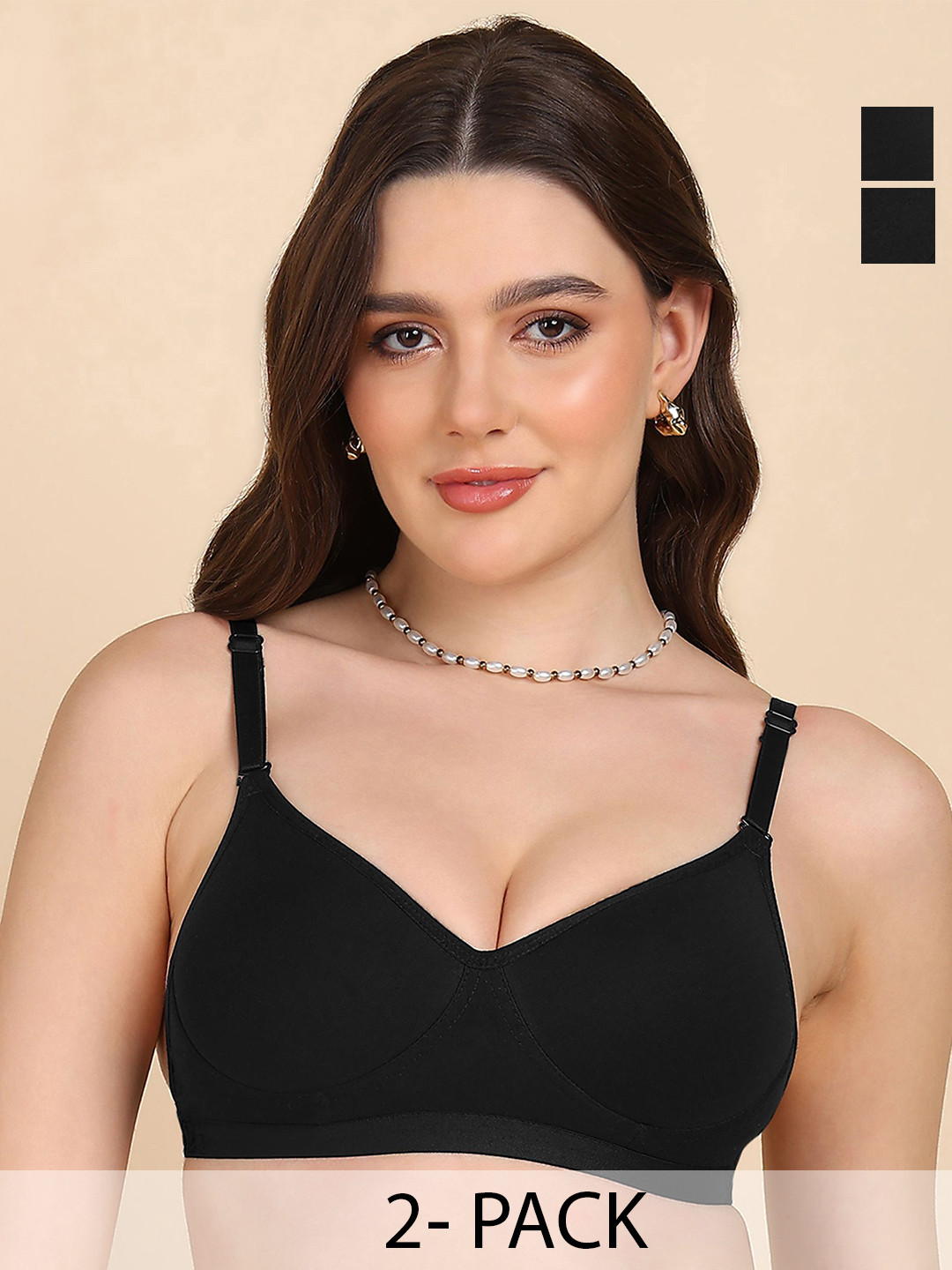 DressBerry Pack of  2 Full Coverage Lightly Padded Sleek-look Cotton T-shirt Bra
