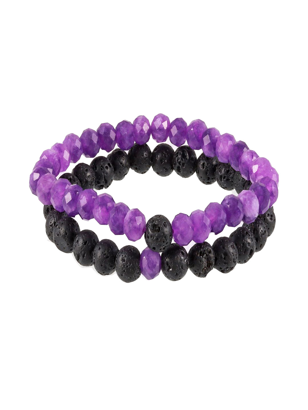 Nirvana Set Of 2 Beaded Lava Elasticated Bracelet