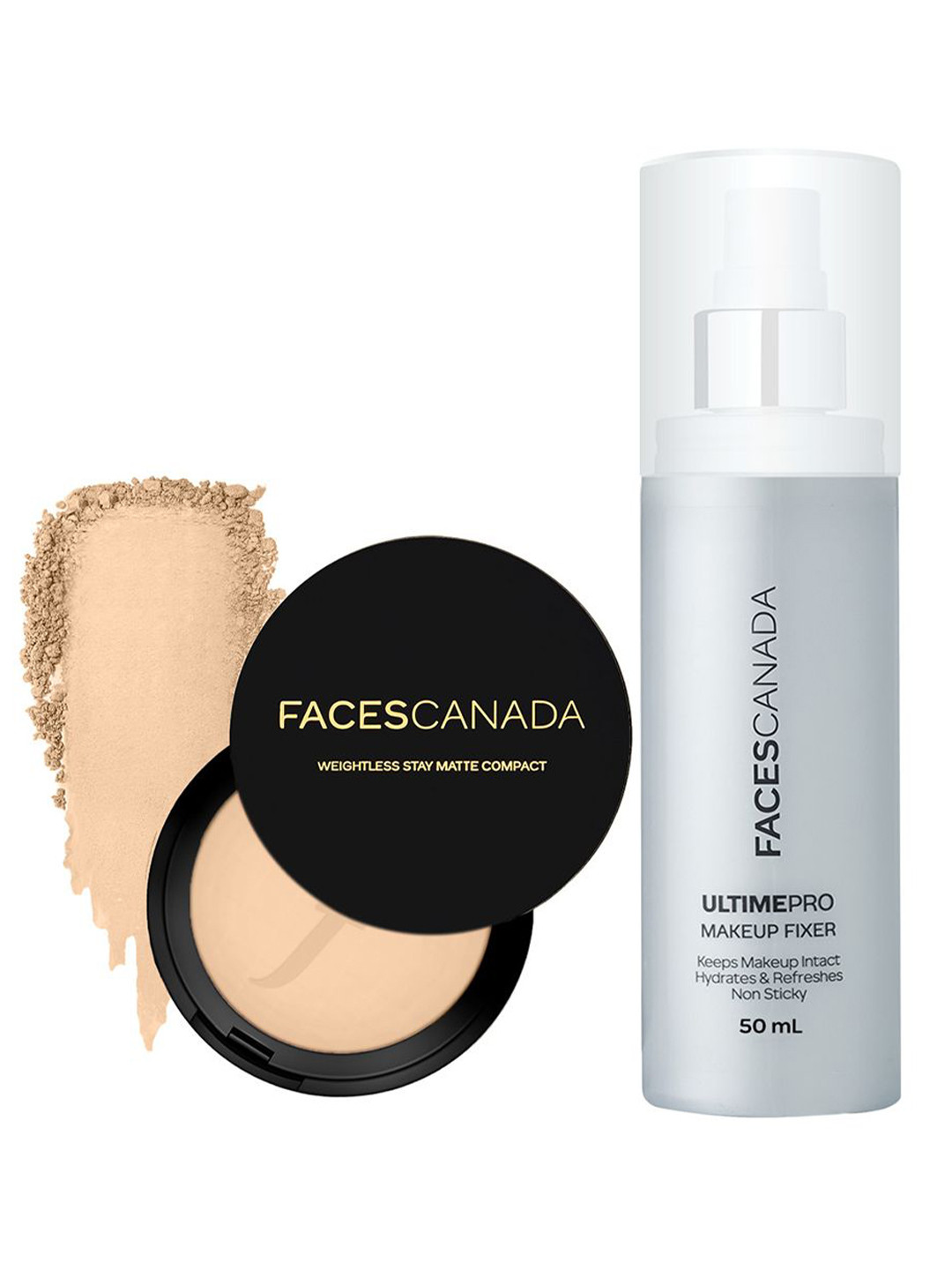 FACES CANADA Set Of 2 Weightless Compact 9 g - 02 & Makeup Fixer - 50 ml