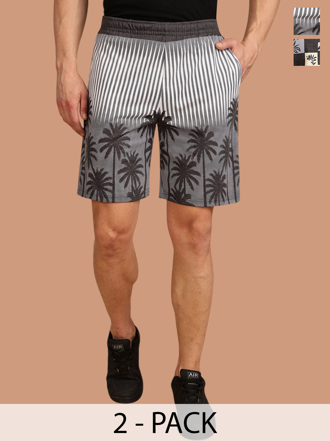 BULLMER Men Pack of 2 Regular Fit  Summer Shorts