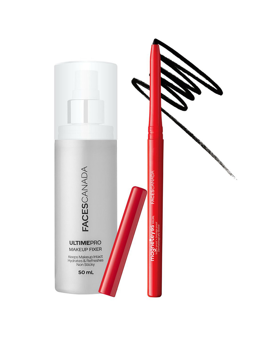 FACES CANADA Set Of 2 Magneteyes Kajal - 0.35 g & Ultimepro Makeup Fixer - 50 ml