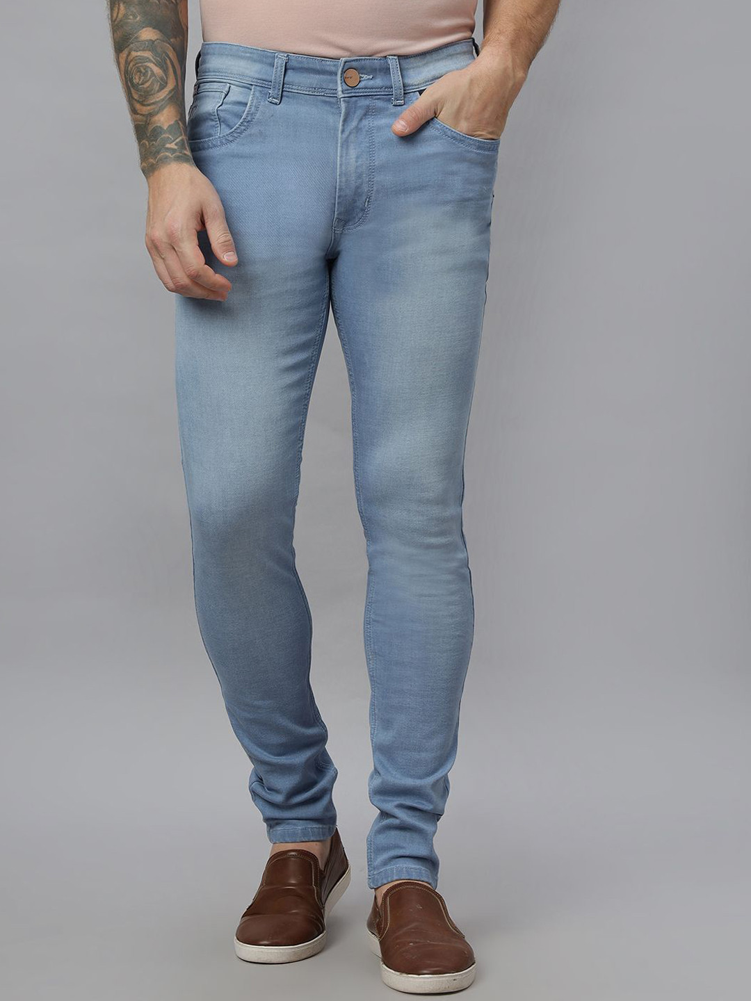 RJ Denim Men Narrow Slim Fit Mid-Rise Heavy Fade Jeans