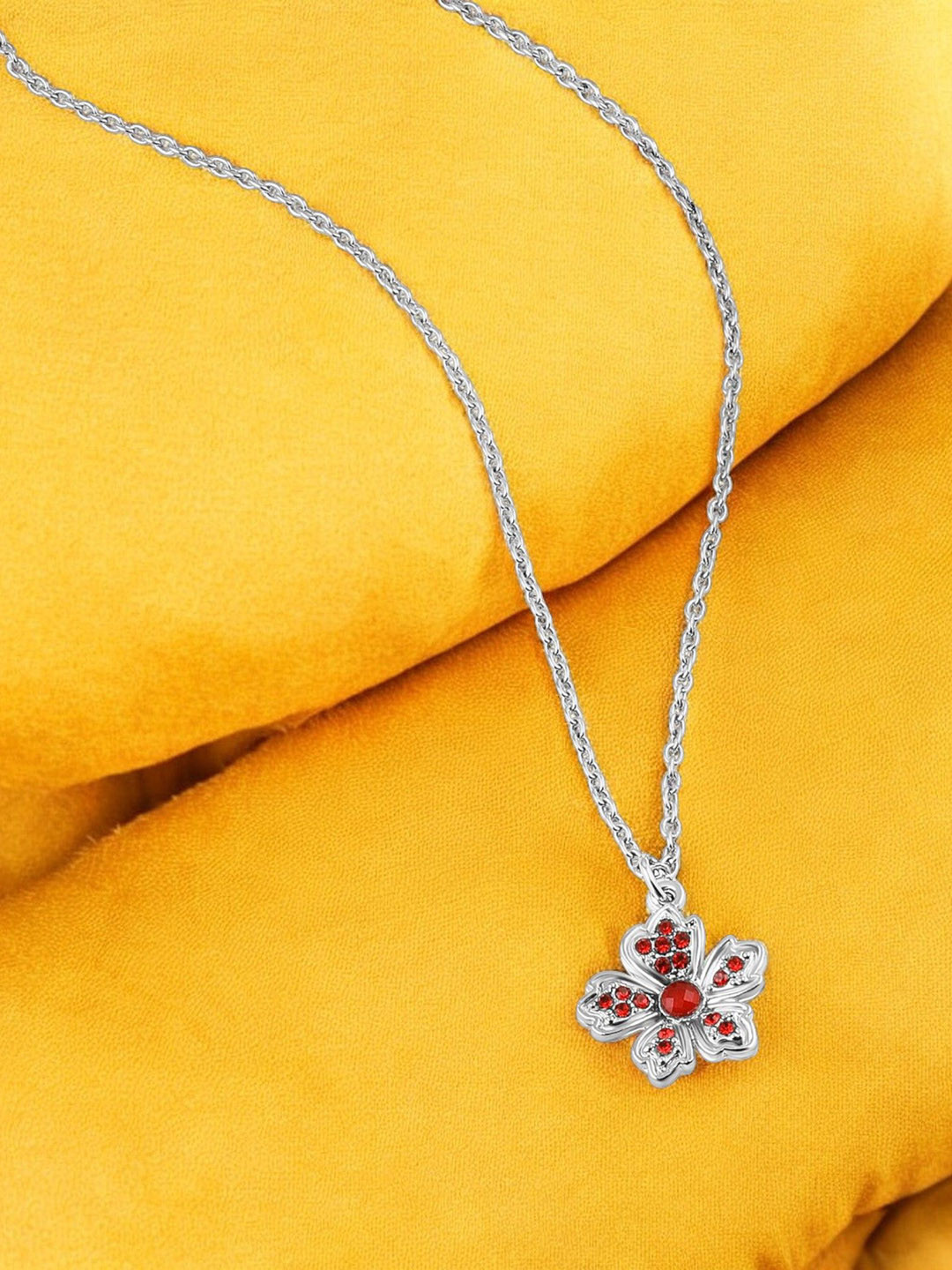 Mahi Small and Delicate Flower Pendant with Chain