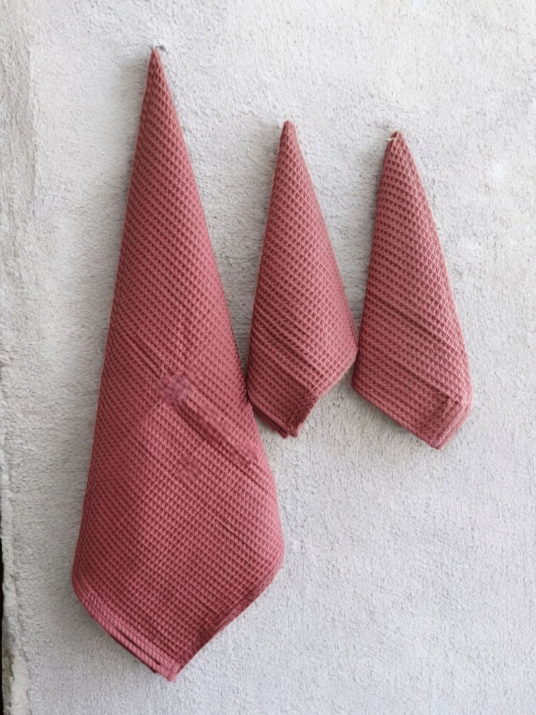 Feels Like Home Pure Hue Pink 3 Pieces Self Design Cotton 250 GSM Towel Set