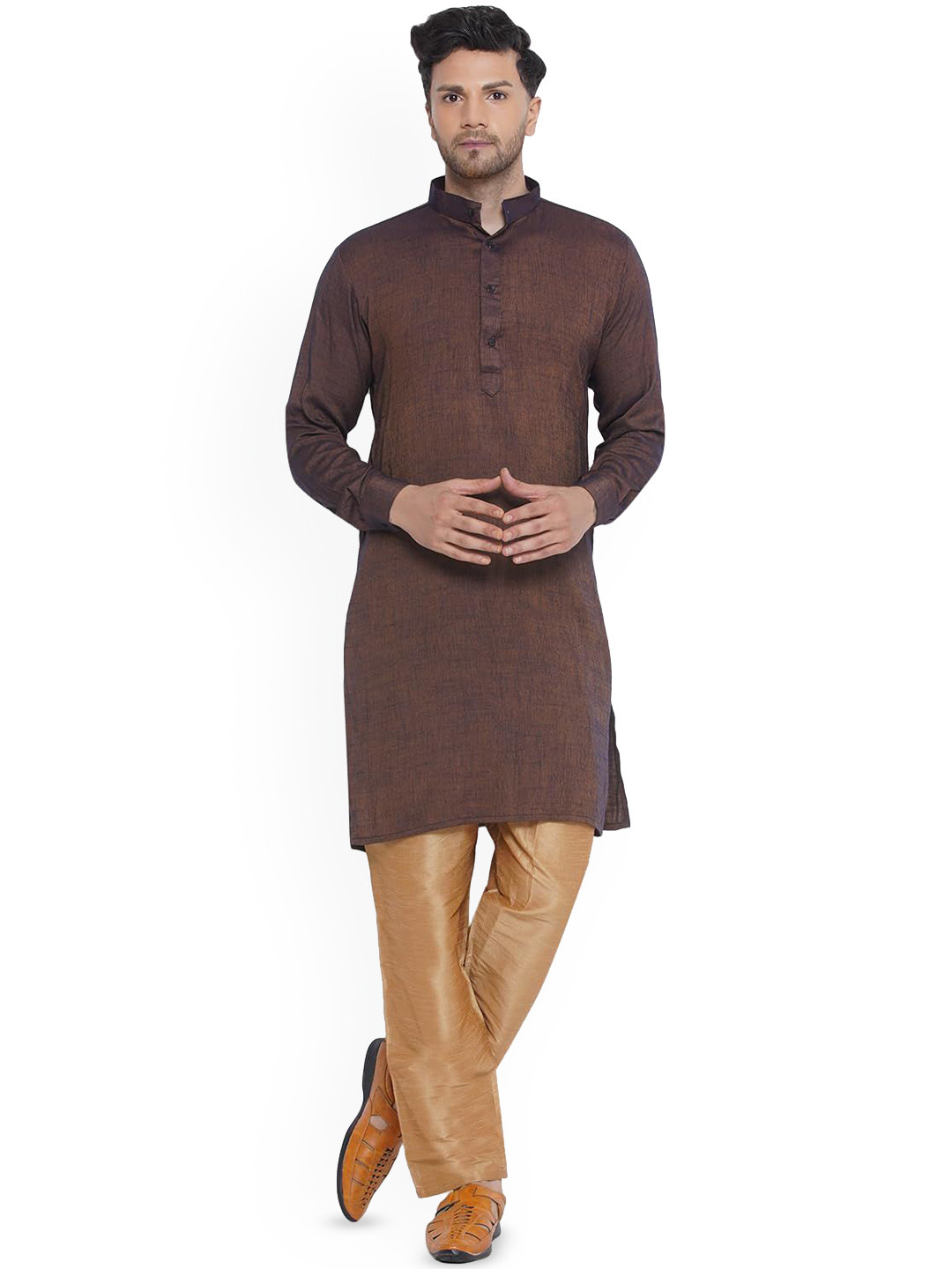 VEERA PARIDHAAN Band Collar Straight Kurta